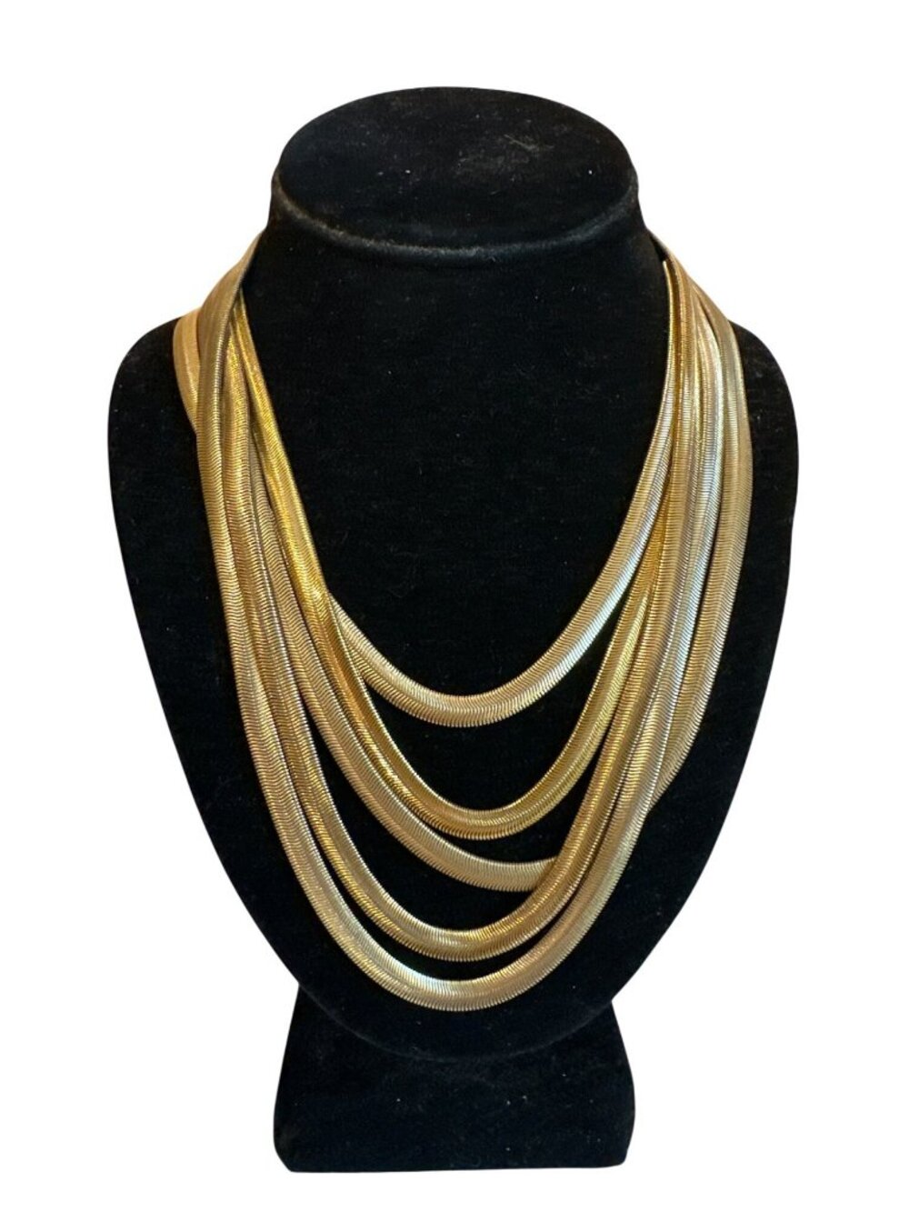 Chicos Necklace Gold-Tone Multi-Strand Snake Chain Statement Career Magnetic